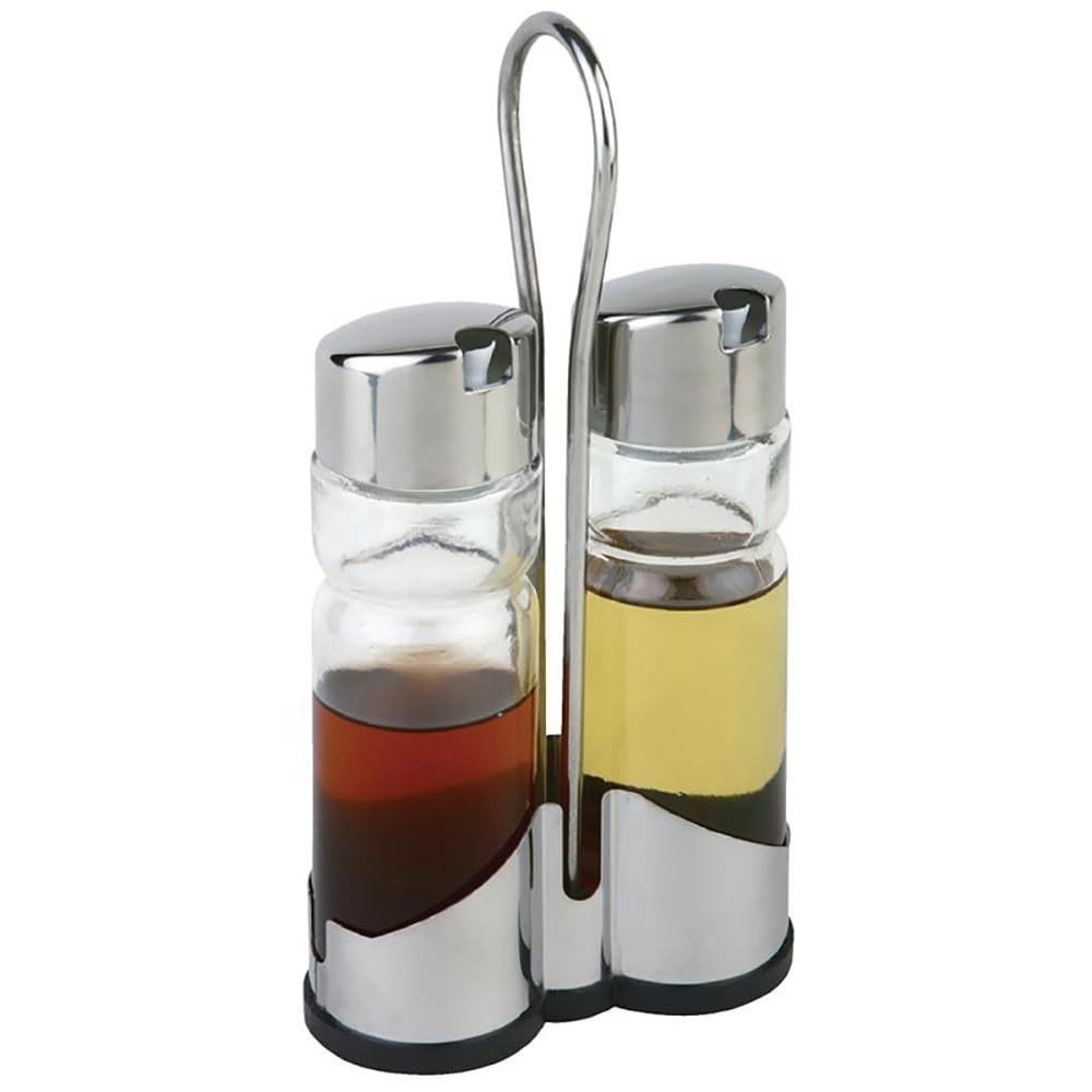 Set di Oliera e Acetiera - Acciaio Inox e Vetro - 2 Pezzi