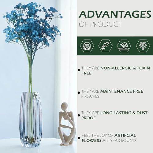 Image of HOMEVERSE 05 Pcs Baby Breath | Gypsophila Artificial Fake Silk Plants | Wedding Party | Decoration Real Touch Flowers DIY Home Garden(Blue-05pcs)