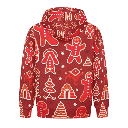 Kids Hoodies Sweaters Christmas Gingerbread Man Hooded Sweatshirts with Big Pockets for Boys Girls B04004042