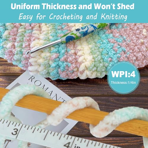 Image of Super Soft Velvet Chenille Yarn for Crocheting and Knitting-Easy to Crochet-Bulky, 3.5oz /93yds of Each Skein-Chunky Plush Yarn for Hand Craft Blanket Ammigurumi DIY (Soft Cream, 6 Pack)