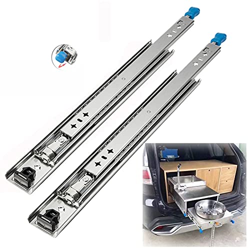 Schubladenschienen aus Stahl Vollauszug Schwerlastauszug Hohe Belastbarkeit 3-teilige Schubladenauszug Silber Hochwertig Teleskop-Schienen,1 Paar (2 Stk.),Einfache Installation ( Size : 750mm ) Cover