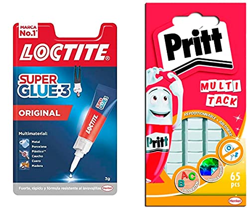 Pack Pegamento Super Glue 3 Original de 3 gr + Masilla Adhesiva Multi Tack blanca Cover
