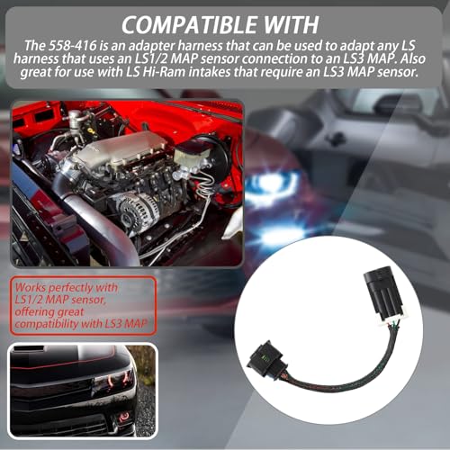 XTPTFABS 558-416 Main Harness Fuel Wiring Harness Adapter/MAP Sensor Adapter Harness Compatible with LS3-style MAP Sensor Adapter(1PCS)