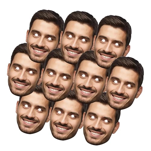 Maschere Personalizzate con Foto (10 Pz, Fino a 2 Immagini) - Avatar Personalizzati DIY con Fregole Elastiche per Uso Diretto, Maschere Divertenti per Feste da Spose, Feste da Sposi e Compleanni