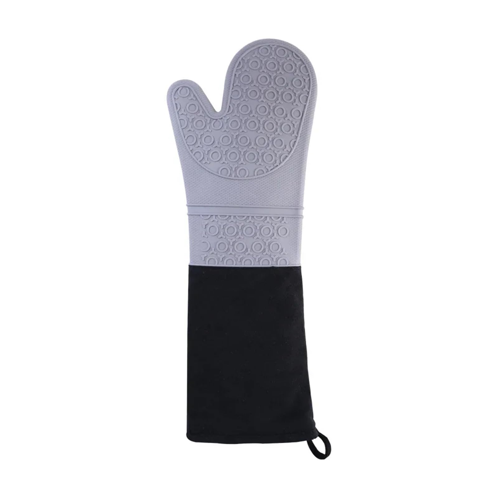 Oven Gloves Extended Silicone Gloves Oven Mitt Double Layer Heat Resistant Microwave Mitts Non-Slip Pot Holder BBQ Baking(1Pcs Grey)