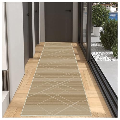 Tapis de couloir géométrique beige chic moderne 90x250cm - 2