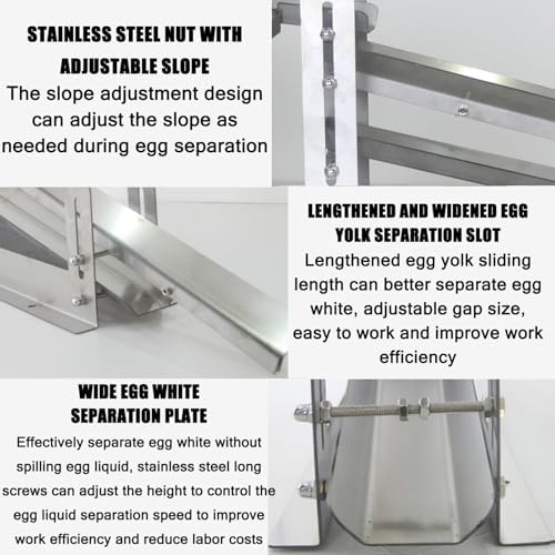 Commercial Egg White Separator, Egg Yolk Separator,Stainless Steel Quick Egg Separator Protein Separator,Adjustable Sliding Height