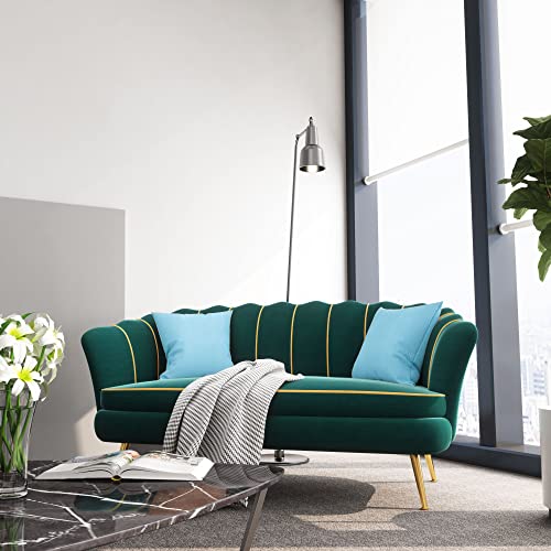 Loveseat Sofa, Modern Velvet Couch Accent Upholstered Settee, 2 Seater Small Loveseat For Small Spaces, Office, Bedroom, Living Room (Green) #TOP7