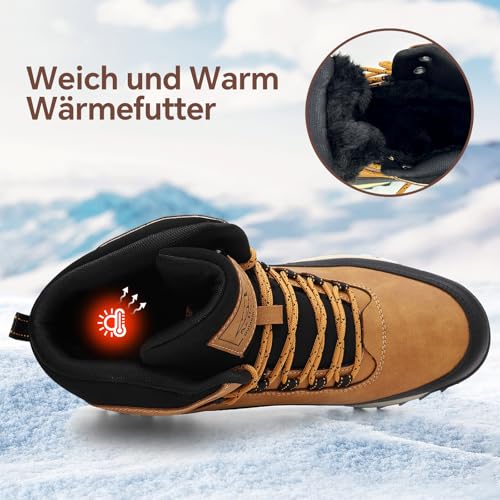 AX BOXING Botas Hombre Trekking Zapatillas Senderismo Invierno Botas de Nieve Cálido Botines Montaña al Aire Libre Amarillo 42 - imagen 3