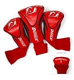 Team Golf NHL New Jersey Devils Contour Golf Club Headcovers (3 Count) Numbered 1, 3, & X, Fits Oversized Drivers, Utility, Rescue & Fairway Clubs, Velour lined for Extra Club Protection