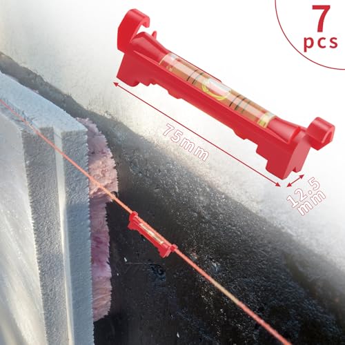 TXXATX 7 Pcs String Line Level Post 75mm Hanging Bubble Line Impact Resistant Spirit Level for Plumbing Surveying Bricklaying Engineering Metalworking Tiling Building Trades - Image 2