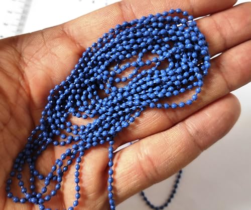 Image of GoSetGet! 12 mtr-Dark Blue-1.5mm Metal Ball Chain for LIPPAN Art, Rangoli, Jewelry Making, Crafts, Decorative, Long Lasting Finish (12 Mtr DarkBlue)