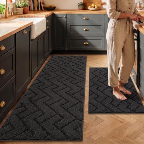 Image of hicorfe Kitchen Runner Rug,20 inchx59 inch+20 inchx32 inch Kitchen Set,Non-Slip Kitchen Mat