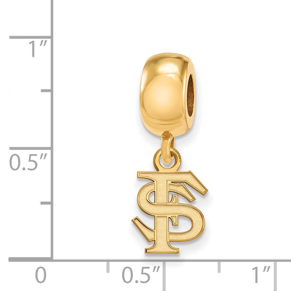 LogoArt 14k Yellow Gold Plated Sterling Silver Florida State Univ. XS 'FS' Dangle Charm