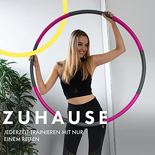GreenWise™ Hula Hoop Sport Reifen 1,0 kg aus Edelstahl für Erwachsene & Kinder zur Gewichtsabnahme Massage Fitness | mit Videokurs | 95 cm | hochwertiger Schaumstoff | inkl. Tragetasche