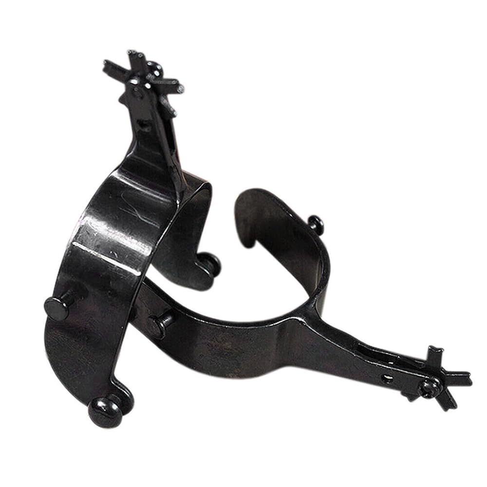 HILASON Black Steel Bull Spur Rodéo Cowboy 5 points pour homme