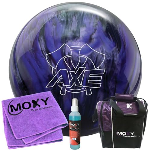 Bowlerstore Products Hammer Axe Purple/Smoke Bowling Ball | Moxy Strike Purple Bowling Bag | Moxy Purple Micro Fiber Towel | Moxy Xtreme Power Cleaner Package 11lbs
