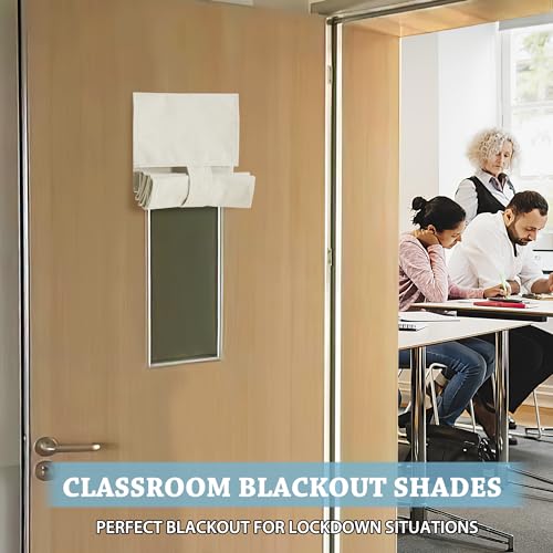 RYB HOME Classroom Door Window Cover, 100% Blackout Shades for Classroom Windows and Doors Cover Lockdown Shades Blocks Views, W 8 x L 36 inch, Ivory, 1 Panel