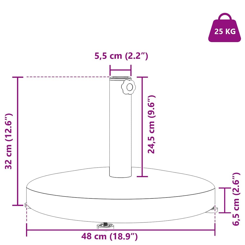 Supporto per ombrellone in acciaio grigio scuro, 48 x 48 x 32 cm, peso 24,6 kg, per giardino, balcone, terrazza, patio, stabile base per ombrellone e supporto per ombrellone per una presa