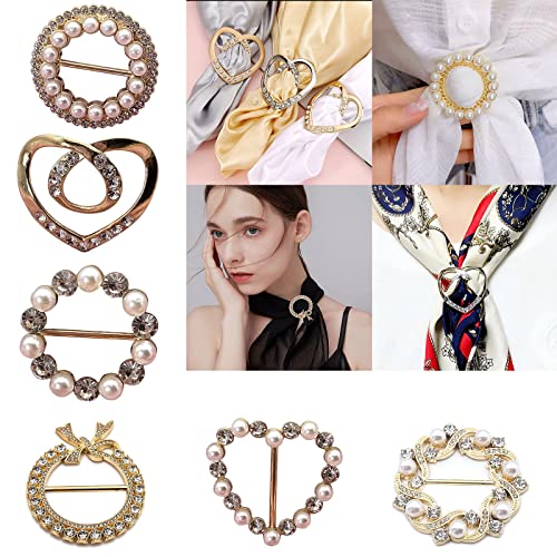 Image of Scarf rings Clip Slide Shirt Twist-Knot Clip Buckles Circle Clothing Wrap Holder T-Shirt Tie Clips for Women Girl
