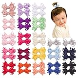 VINOBOW 40Pieces 2 Inches Tiny Mini Boutique Grosgrain Ribbon Hair Bows Clips With Half Ribbon...