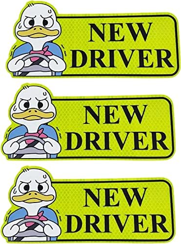 Chispee New Driver Magnet for Car Bundle with Keep Distance Car Reflective Magnet High Reflective Vehicle Bumper Magnet Safety Signfor New Driver Novice in Yellow, Easy to Notice, 3 Pcs