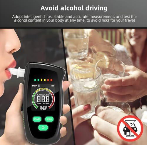 Image of S-15 Breath Alcohol Meter, Professional Alcohol Tester, Alcohol Detector with Semiconductor Sensor, Police Accurate with LCD Screen and Acoustic Alarm