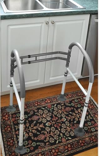Vaunn Medical Adjustable Toilet Safety Rail for Seniors, Foldable Toilet Safety Frame for Elderly Adults, Bathroom Grab Bar Handle, Toilet Handle for Elderly & Disabled, Free-Standing (Gray) - Image 8