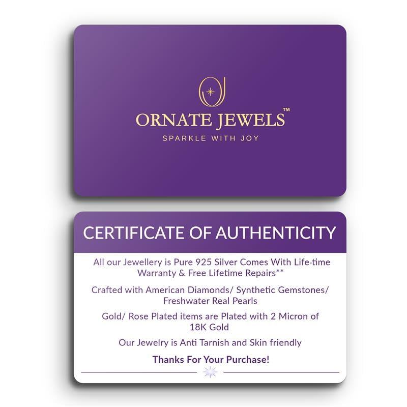 Image of Ornate Jewels 925 Silver 2 Carat American Diamond Solitaire Stud Earrings for Women and Girls | With Certificate of Authenticity and 925 Stamp | Life-time Warranty*