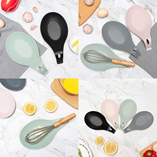 Spoon Rest For Kitchen Counter, Pack Of 4 Bpa-Free And Food Grade Silicone Spoon Holder – Smooth Surface – Classy Look – Spoon Holder For Stove Top – For Cooking Spatula, Ladle, Brush, Risotto #TOP4