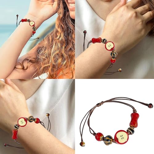 Handmade Ceramic Fruit Bracelet Artistic Bracelet Beaded Bracelet Ceramic Texture for Unique Styles and Fashionable Wear2