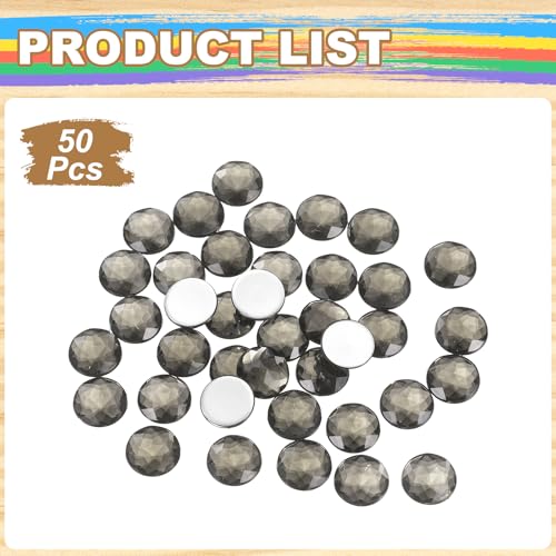 Image of MECCANIXITY Flat Back Round Acrylic Rhinestones,14mm SS45 Grey Black Flatback Crystal Rhinestones for Crafts Clothes Shoes DIY Decoration Gifts 50Pcs
