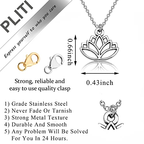 PLITI Lotus Necklace For Yoga Lovers New Beginnings Gift Lotus Inspirational Gift Lotus Flower Jewelry Yoga Karma Gift3