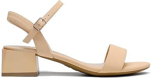 Miniatura 4 de DREAM PAIRS Zapatos de tacón bajo para mujer con correa de tobillo y puntera abierta clásica, tacón grueso, sandalias de tacón grueso para fiestas,