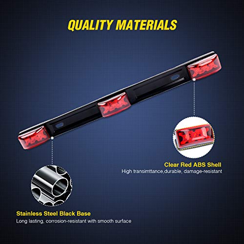 image for Nilight TL-11 1PC Red 9 LED ID Bar Marker Tail Black Stainless Steel B