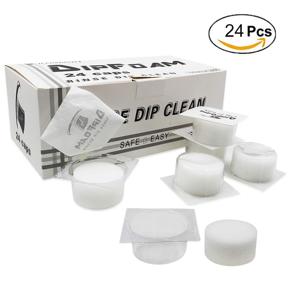Tattoo Dip Cup Caps, Tazay 24pcs/box Tattoo Disposable Dip Foam Rinse Caps Cups Cleaning for Needle and Tip Rinse Dip Clean Professional Cartridge Dip Foam Cleaning Cup Tattoo Clean Supplies