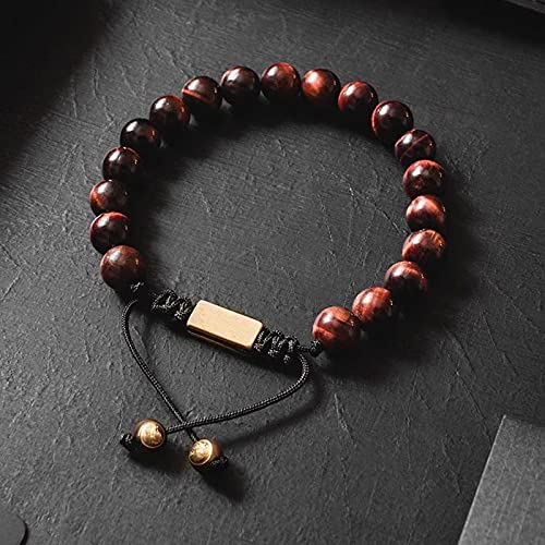 Bracelet de perle en pierre naturelle de lave 8 mm ajustable pour homme et femme tendance