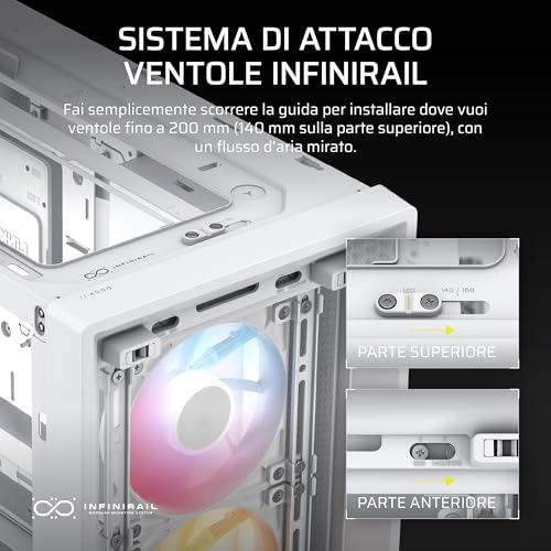 CORSAIR FRAME 4000D RS ARGB Case modulare Mid–Tower ATX per PC – Flusso d'aria elevato, 3 ventole RS ARGB preinstallate, ASUS BTF, MSI Project Zero, Gigabyte Project Stealth – Bianco - Immagine 4