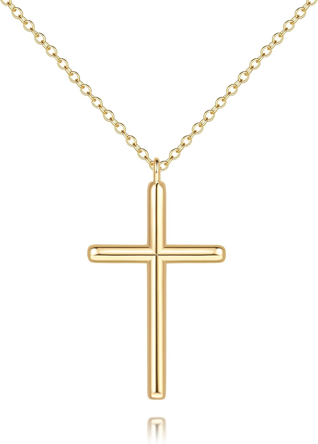 Cross Necklace for Women 14K Gold Cross Necklaces for Women Gold Cross Chain Necklaces for Womens Faith Gold Crosses Necklace for Womens Pendant 20/28/33mm