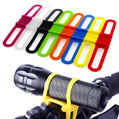 LACHT 8 Stück Fahrrad Silikonband Elastische Taschenlampe Halterung Bandbandage Silikon Binderband Fahrrad Halter Lenker Halter zum Halten Taschenlampe, Flasche, Handy LACHT 8 Stück Fahrrad Silikonband Elastische Taschenlampe Halterung Bandbandage Silikon Binderband Fahrrad Halter Lenker Halter zum Halten Taschenlampe, Flasche, Handy