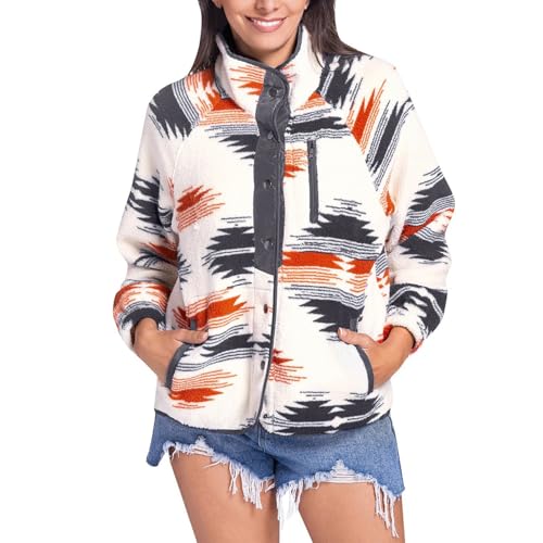 Cardigan imprimé ethnique pour femme avec doublure polaire chaude