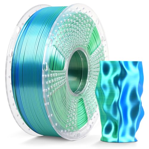 Image of SUNLU Silk Dual Color Pla Filament, Silk PLA 3D Printer Filament 1.75mm, Shiny Silk Texture, Dimensional Accuracy + /- 0.02mm, 1KG Spool (2.2 lbs), PLA Silk Dual Color (Blue Green)
