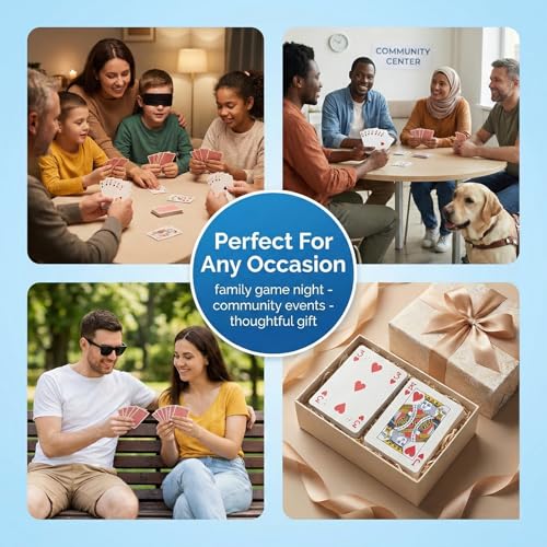 PYRUVAE Braille Spielkarten Groß für Sehbehinderte und Sehbehinderte mit Taktiler Beschriftung Benutzerfreundliche Vielseitiges Kartenspiel für Senioren und Unterstützendes Hilfsmittel für