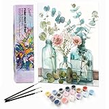 Bougimal Malen Nach Zahlen Erwachsene Landschaft Ohen Rahmen inklusive Pinsel und Acrylfarben - 28x35cm, Blumen 7