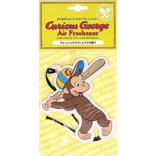 おさるのジョージ ルームフレグランス エアーフレッシュナー ペーパー 吊り下げ ホワイトムスクの香り YUN-1-2 (4個セット)