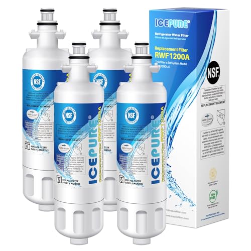 ICEPURE 46-9690 ADQ36006101 Replacement for LG LT700P, Kenmore Elite 9690 ADQ36006102, RFC1200A RWF1200A WSL-3 LFXS24623S LFXS30766S LFXC24726D LFXC24726S ADQ36006101-S Refrigerator Water Filter,4PACK