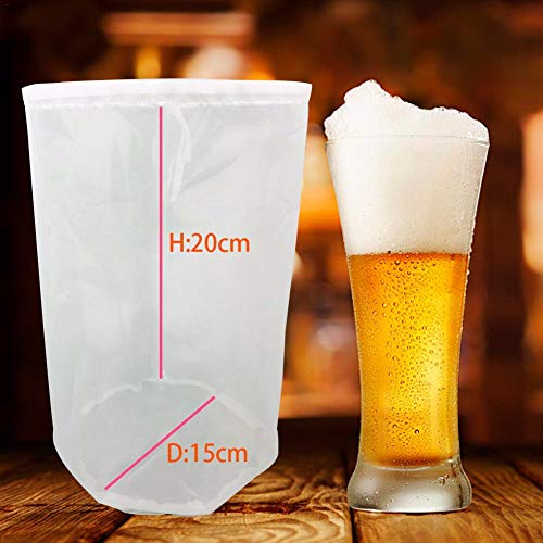 Kapokilly Wine Filter Bag,8 Sizes Domestic Beer Brewing Reusable Filter Bags Tea Nuts Juice Milk Nylon Net Filter Bag Net Filter Reusable White Fine Mesh Straining Bags