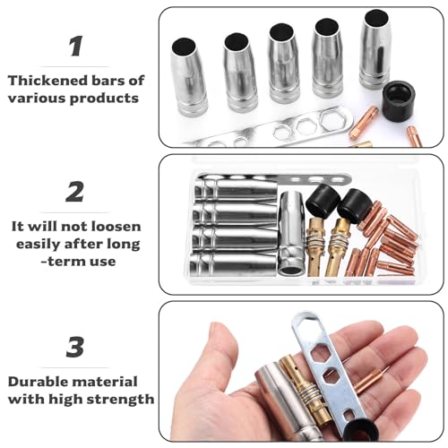 Tenbrachian 25 Pcs M6 MIG Welding Tips 1.0mm, Welding Torch Contact Tips, MIG Fit MAG MB15 15AK Welder Consumable Accessory, Fit 15AK MB15 MIG MAG Welding Torch Conical Nozzle Cup Gas Nozzles 3 Tenbrachian 25 Pcs M6 MIG Welding Tips 1.0mm, Welding Torch Contact Tips, MIG Fit MAG MB15 15AK Welder Consumable Accessory, Fit 15AK MB15 MIG MAG Welding Torch Conical Nozzle Cup Gas Nozzles - Image 3