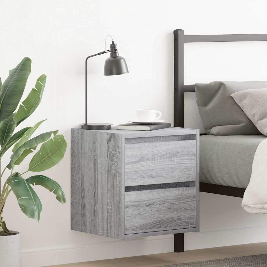 Wandmontierter Nachttisch aus Holzwerkstoff mit robuster Platte und reichlich Stauraum für Schlafzimmer