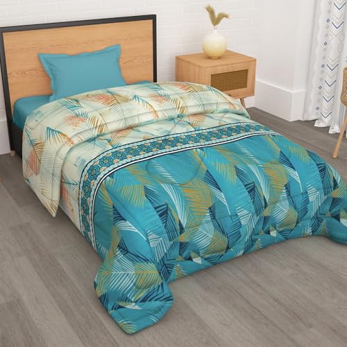 Image of Single Bed Comforter 180 GSM Reversible Microfiber | Comforter Single | AC Comforter Single Bed | Lightweight All Season Comforter | Blanket Single Size - Blue & White